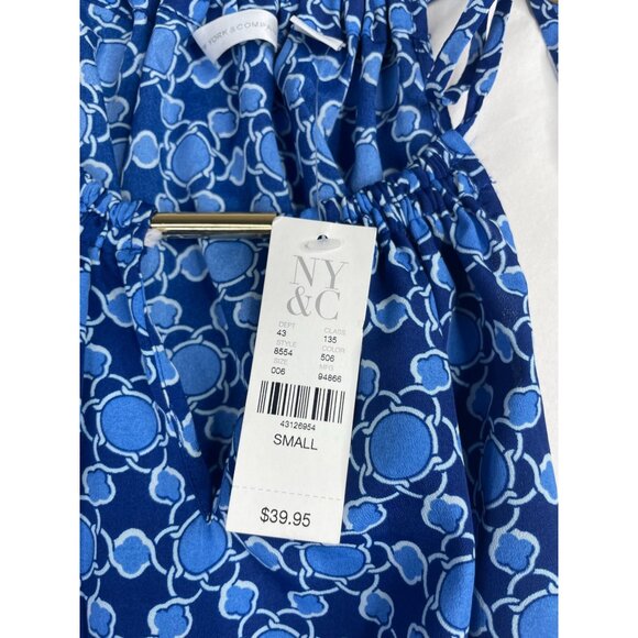 New‎ New York & Company Elastic Waist Top size Small Blue - Picture 3 of 7